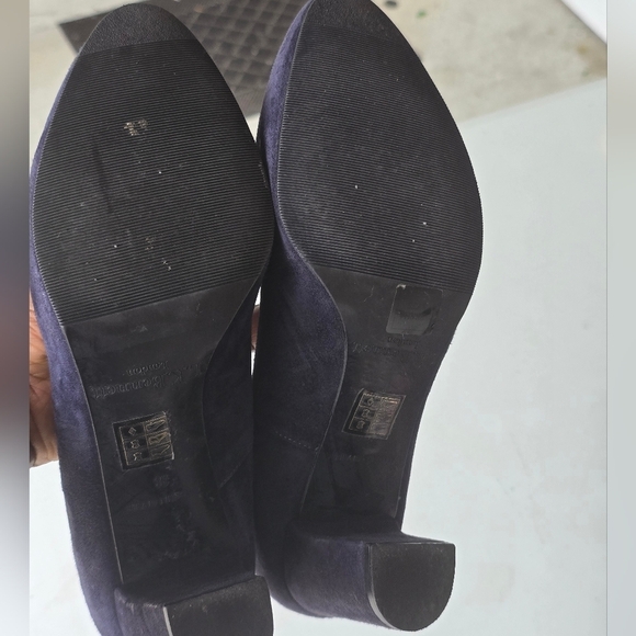LK Bennett London Suede Pumps Sz 38 Blue Women Block Heel Comfort - Picture 7 of 13